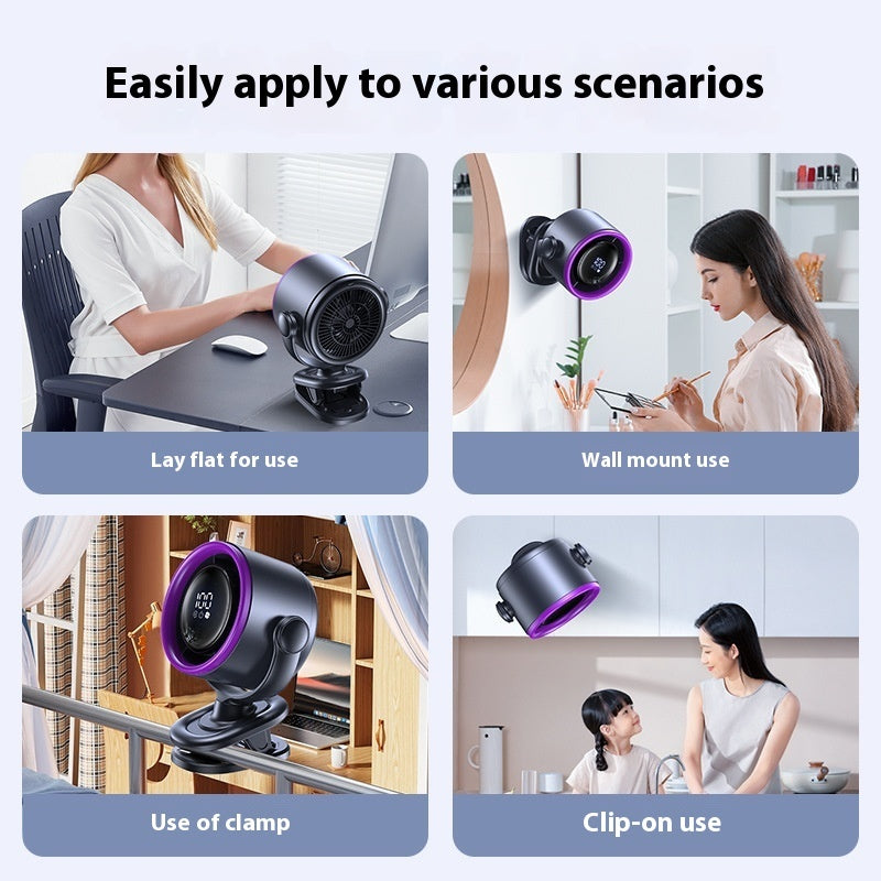 CoolBreeze Clip-On Desk Fan – USB Rechargeable with Digital Display